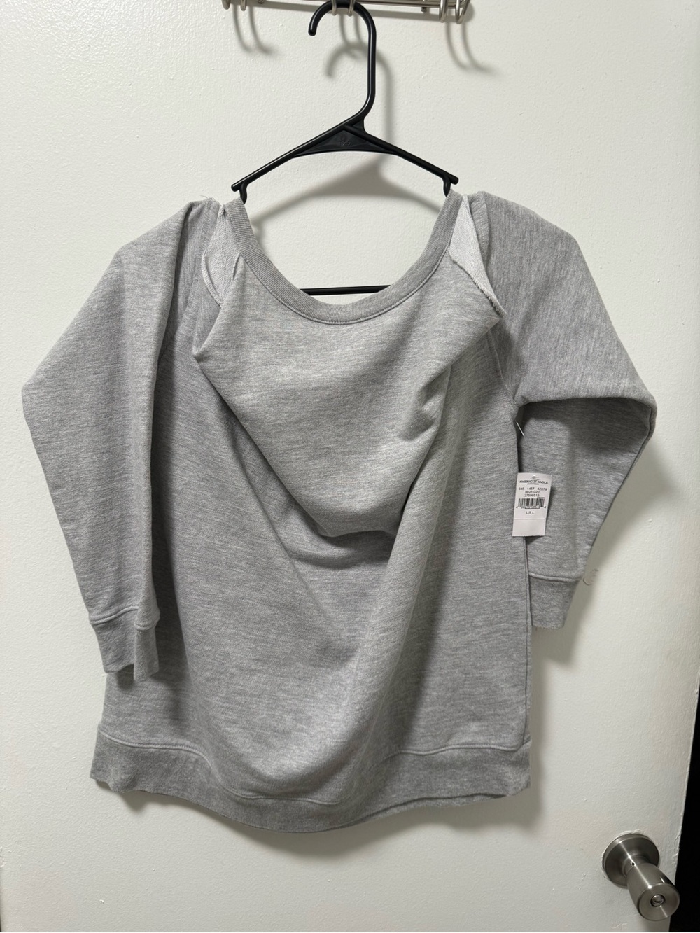 American Eagle Gray Cold Shoulder Sweatshirt Size L NWT